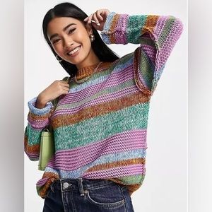 ASOS mix stitched colorblock knit sweater